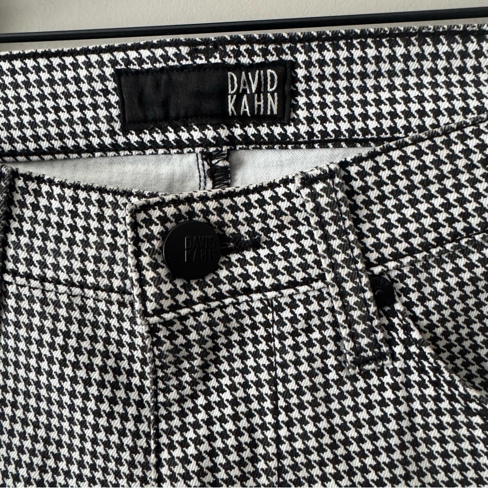 DAVID KAHN NIKKI ANKLE BLACK & WHITE HOUNDSTOOTH PANTS SIZE 28 - Picture 4 of 7